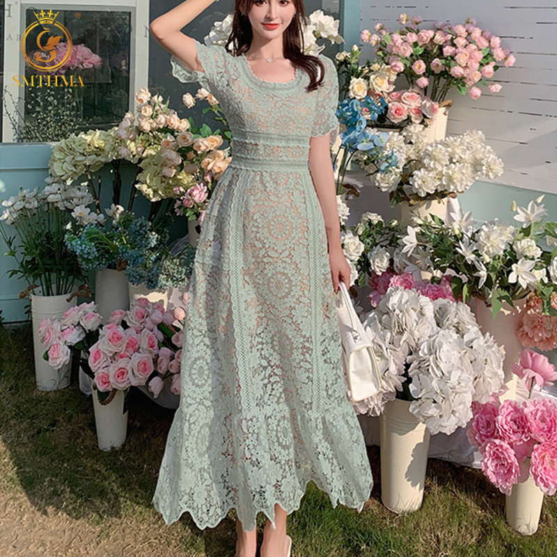 Arrival Elegant Lace Hollow Out Short Puff Sleeve Summer Dresses Women O-Neck Floral Holiday Mermaid Midi Dress 210520, Picture color
Arrival Elegant Lace Hollow Out Short Puff Sleeve Summer Dresses Women O-Neck Floral Holiday Mermaid Midi Dress 210520, Picture color