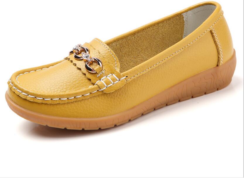 2020 new real cowhide single shoes soft sole mom peas shoes women casual shoes, Yellow
2020 new real cowhide single shoes soft sole mom peas shoes women casual shoes, Yellow