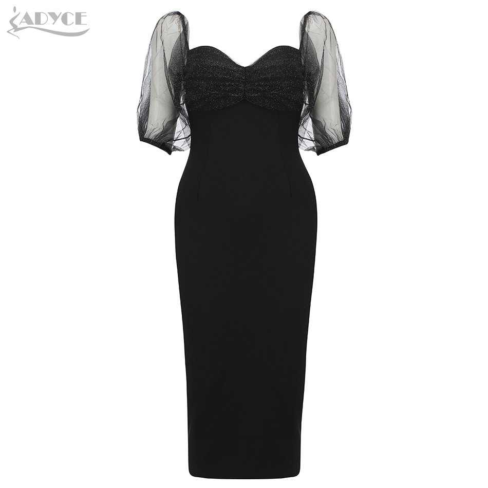 Summer Off Shoulder Bandage Dress For Women Sexy Black Lace Short Sleeve Midi Club Evening Runway Party Dresses 210423