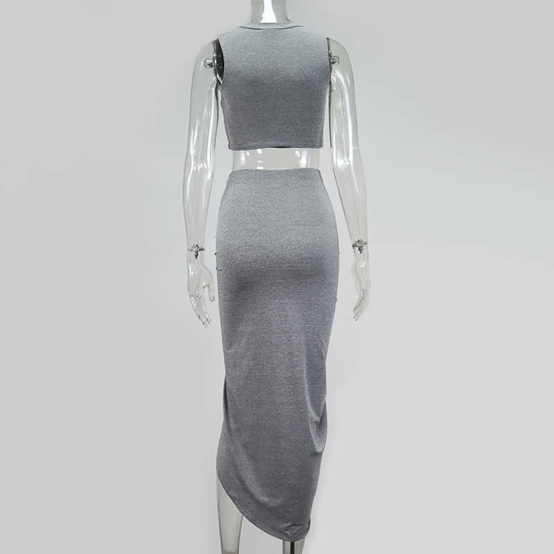 Colysmo Sexy Two Piece Set Women Summer Crop Top Split Midi Skirts 2 Cub Wear Lavender Outfits 210527