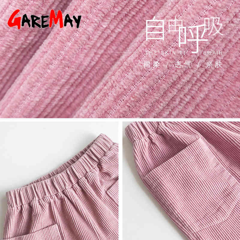 Women's Cargo Pants Thicken High Waist Trousers Soft Quality Cotton Loose Harem for 210428