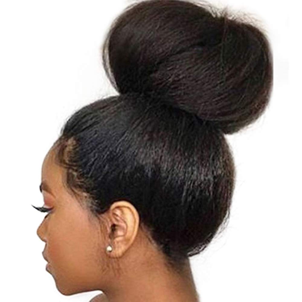 HD Invisible Frontal Human Hair Wigs Kinky Straight 13x4 Transparent Lace Front Human-Hair Wig 200 Density Glueless Pre Plucked Full and Thick 16 Inch