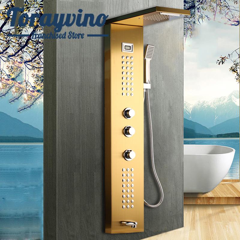 Bathroom Water Shower Set 6pc Massage Jets Rain Column Faucet Mixer Tower Hand Tub Spout Black Panel Sets
Bathroom Water Shower Set 6pc Massage Jets Rain Column Faucet Mixer Tower Hand Tub Spout Black Panel Sets