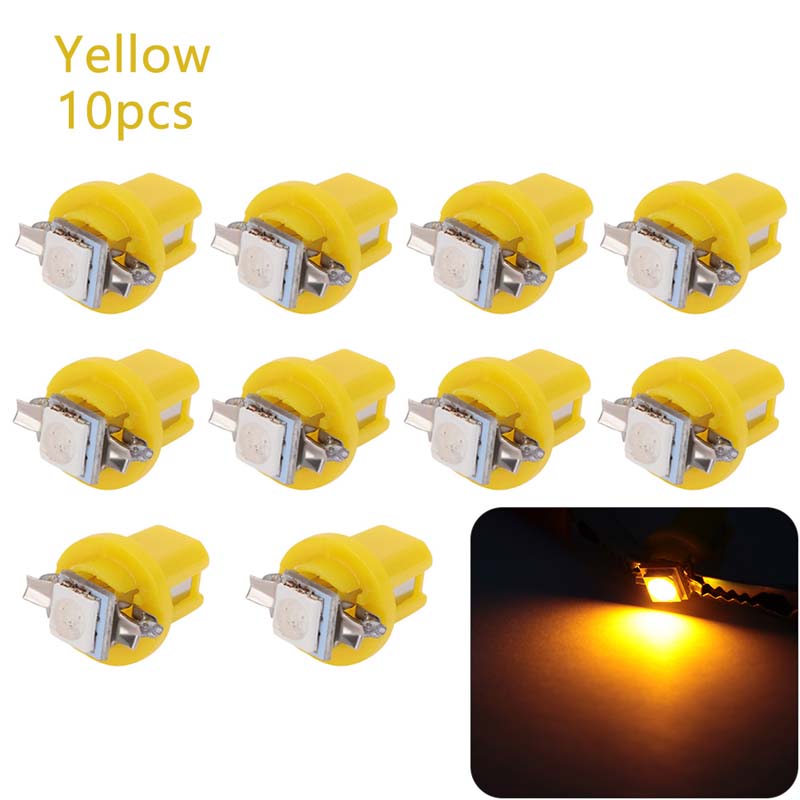 10Pcs/Set LED Light Car Gauge Speed Dash Bulb Dashboard Instrument Lights Wedge Interior Lamps B8.5D 509T B8.5 5050 1 SMD T5 LED-Lamp