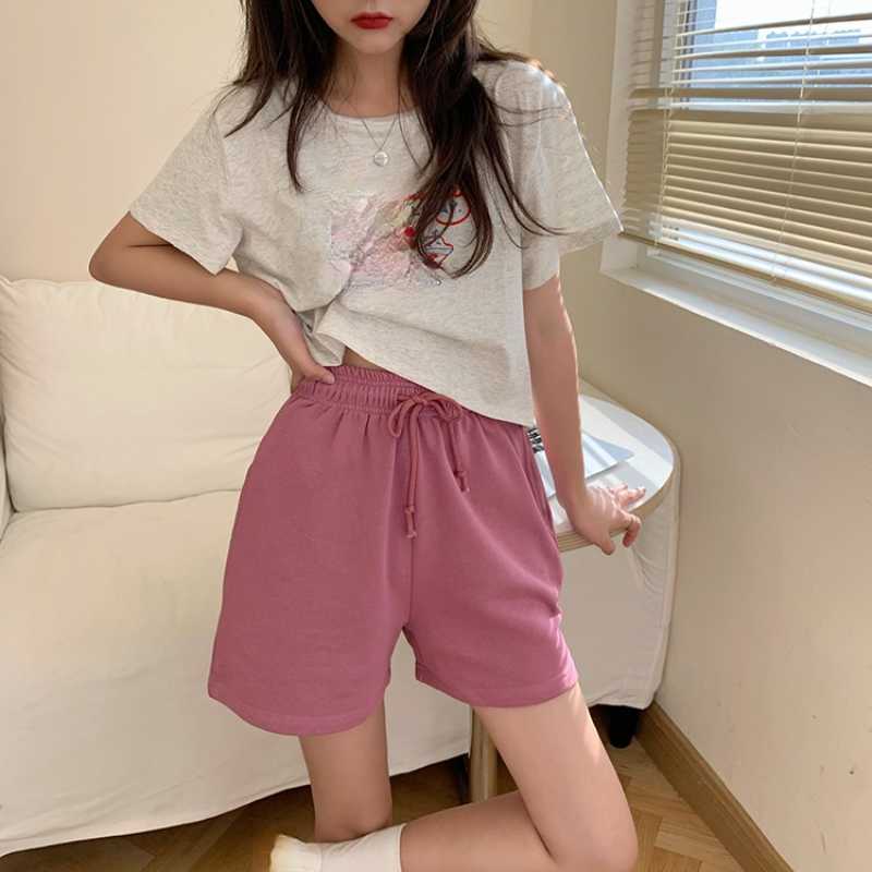Korean Chic Solid Women Shorts Causal Straight Bottoms Summer Short Feminimos Pantalones Cortos De Mujer 6H259 210603