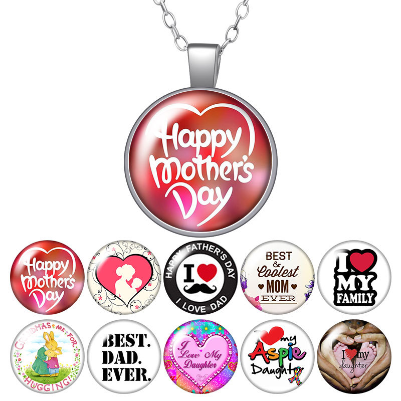 Family Love Mom Dad Mother's Day Round Pendant Necklace 25mm Glass Cabochon Silver Plated Jewelry Women Party Birthday Gift 50cm
Family Love Mom Dad Mother's Day Round Pendant Necklace 25mm Glass Cabochon Silver Plated Jewelry Women Party Birthday Gift 50cm