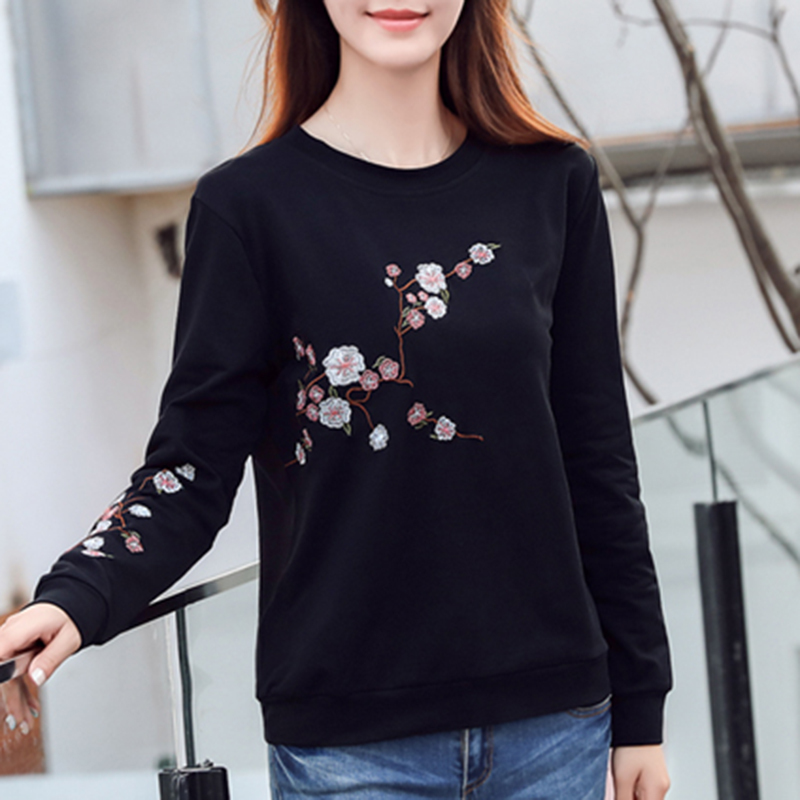 Women Cotton Long Sleeve Blouses Woman Fashion Pullover Loose Simple Autumn Vintage Embroidered Womens Shirts 10714 210518
