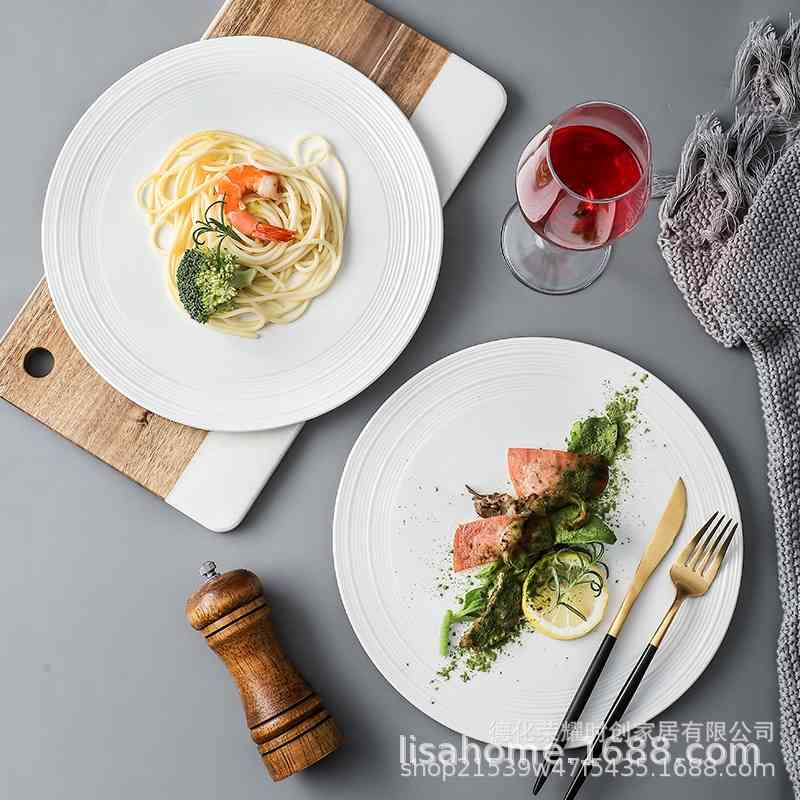 Western creative ceramic tableware western style steak spaghetti plate circular simple trade
Western creative ceramic tableware western style steak spaghetti plate circular simple trade