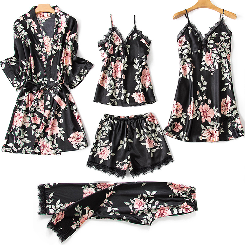 2021women summer silk lingerie pijiama satin autumn spaghetti strap pajamas gown korean five piece pajama sets pink sleepwear, Black;red
2021women summer silk lingerie pijiama satin autumn spaghetti strap pajamas gown korean five piece pajama sets pink sleepwear, Black;red