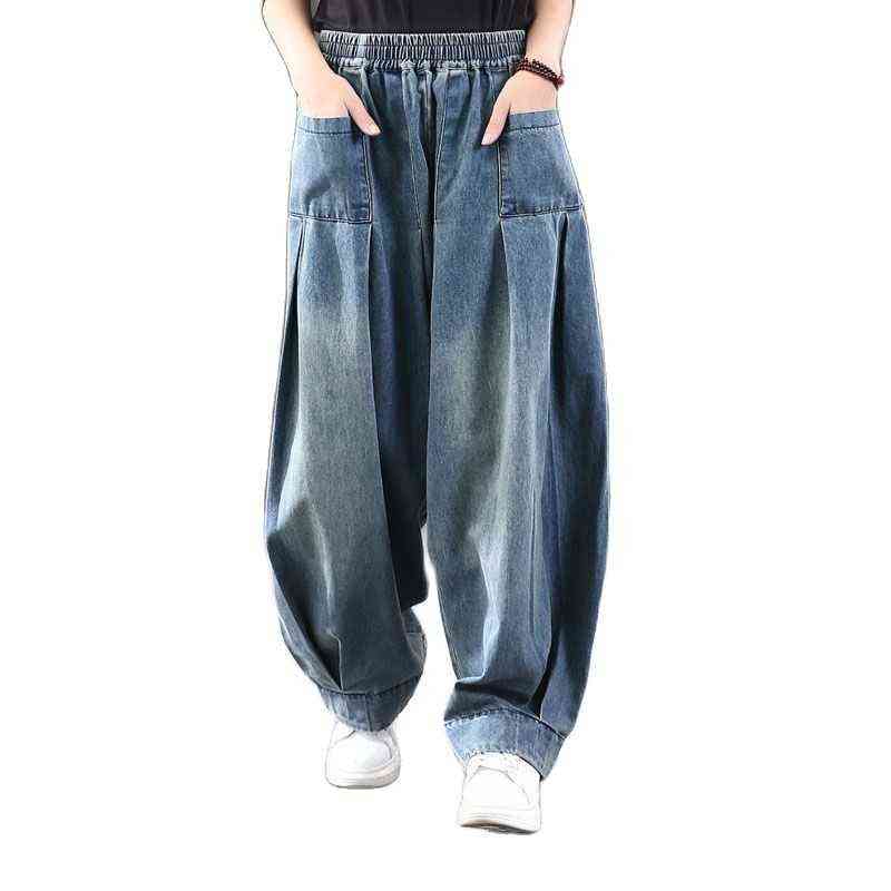 Baggy Oversize Jeans Women Denim Casual Cross Pants Female Vintage Harem Trousers Bloomers Mom Wide Leg 211129