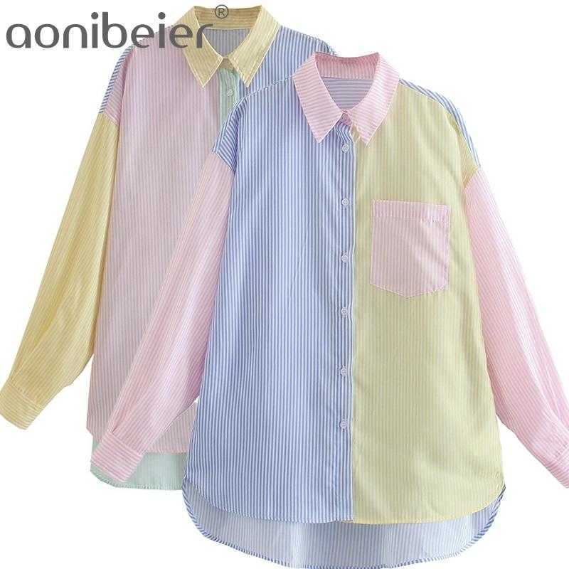 Za Striped Shirts Summer Fashion Patchwork Contrast Color Women Casual Blouses Female High Loose Colorful Tops 210604, 02
Za Striped Shirts Summer Fashion Patchwork Contrast Color Women Casual Blouses Female High Loose Colorful Tops 210604, 02