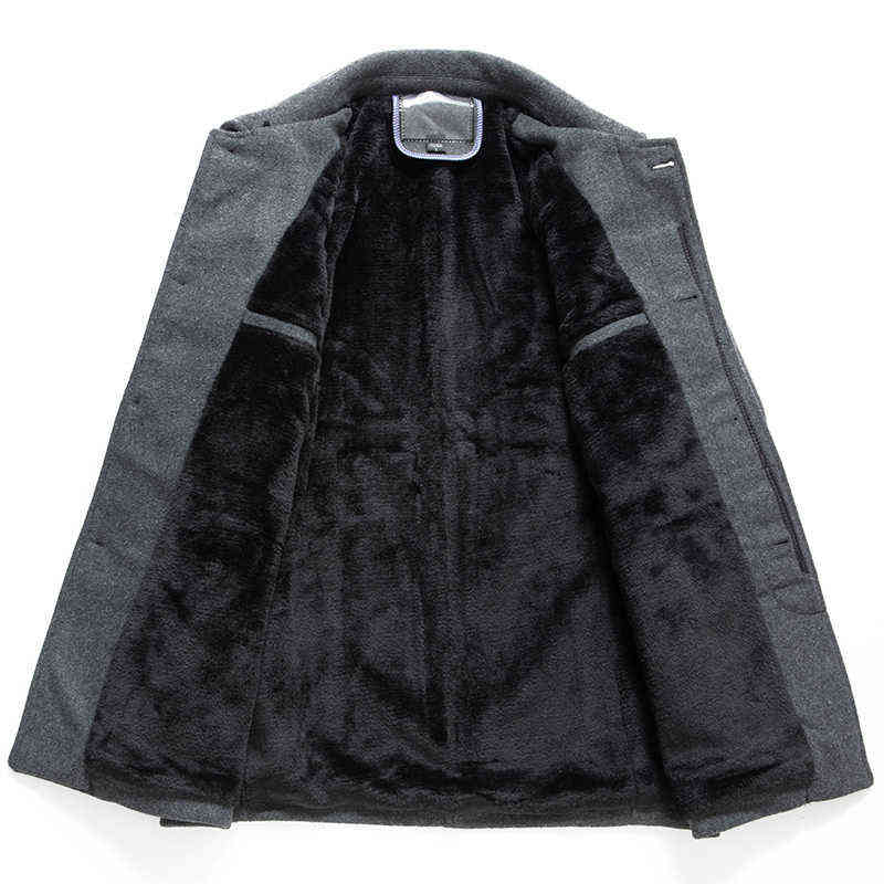 Winter 30% Wool Woolen Coat Men Winter Windbreaker Long Thick Wool Jackets abrigo hombre Man Stand Collar Single Breasted Coats 211122