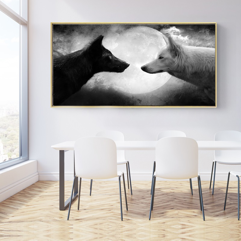 Black and White Wolf Canvas Painting Wall Art Posters Prints Animal Pictures For Living Room Decorative Home Decor