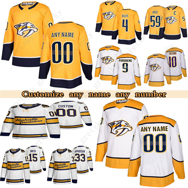 Custom Nashville Predators hockey jerseys 59 Roman Jos 9 Filip Forsberg i 33 Viktor Arvidsson 4 Ryan Ellis any number and name, White yellow
Custom Nashville Predators hockey jerseys 59 Roman Jos 9 Filip Forsberg i 33 Viktor Arvidsson 4 Ryan Ellis any number and name, White yellow
