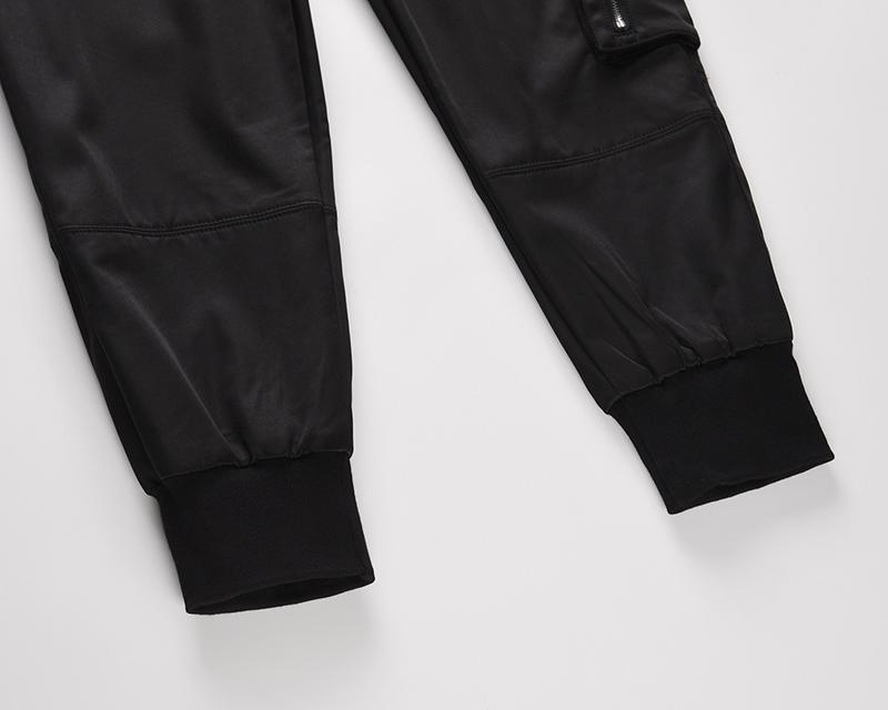High Street Side Pockets Drawstring Black Mens Biker Pants Straight Casual Winter Cargo Boom Feet Baggy Trousers Men's