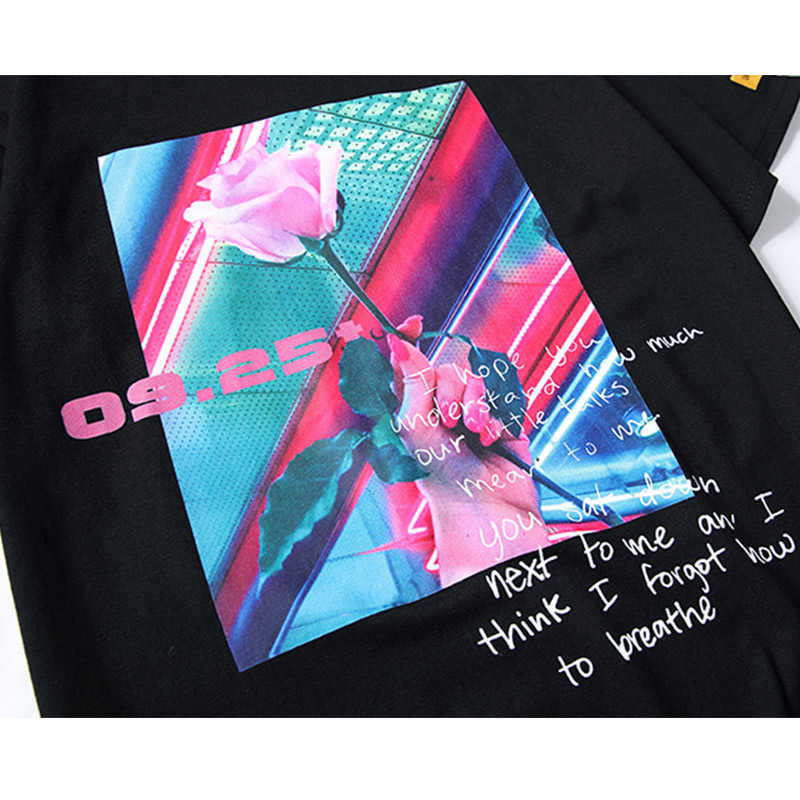 Aolamegs T Shirt Men Rose Flower Printed Men's ee s Short Sleeve Fashion High Street ees Hip Hop Streetwear 210629