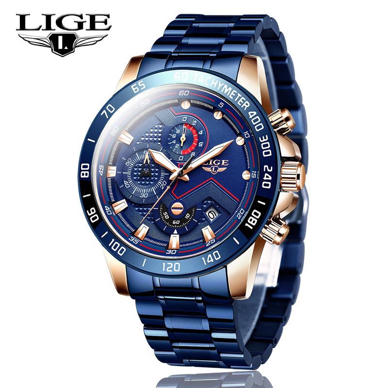 Wristwatches 2021LIGE Mens Watches Top Sport Chronograph Stainless Steel Waterproof Quartz Clock Watch Men Relogio Masculino, Silver white
Wristwatches 2021LIGE Mens Watches Top Sport Chronograph Stainless Steel Waterproof Quartz Clock Watch Men Relogio Masculino, Silver white