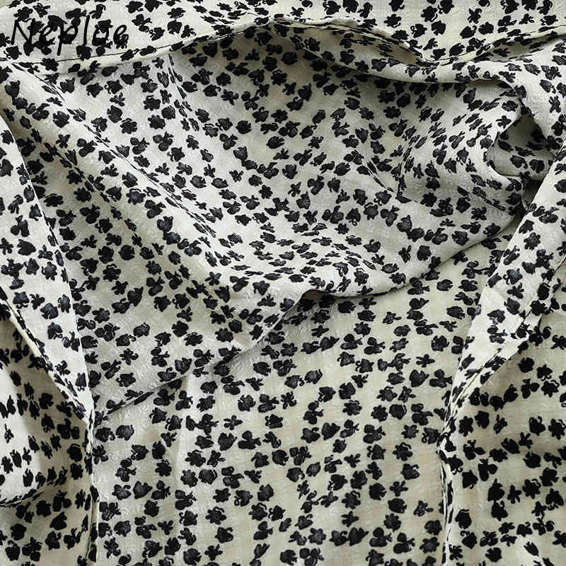 Neploe Vintage Suit Peter Pea Collar Chic Floral Print Dress Single Breasted Knitted Vest Preppy Style 2 Piece Set 94491 210422