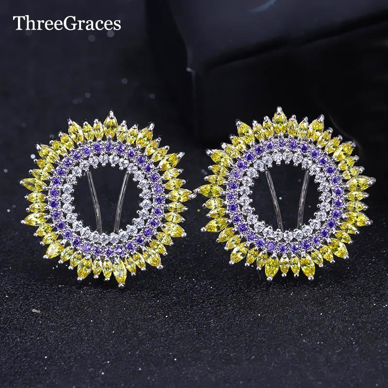 Stud ThreeGraces Fashion Color Big Sunshine Round Shape Yellow Purple White CZ Crytal Earrings Ladies Party Jewelry ER147, Golden;silver
Stud ThreeGraces Fashion Color Big Sunshine Round Shape Yellow Purple White CZ Crytal Earrings Ladies Party Jewelry ER147, Golden;silver