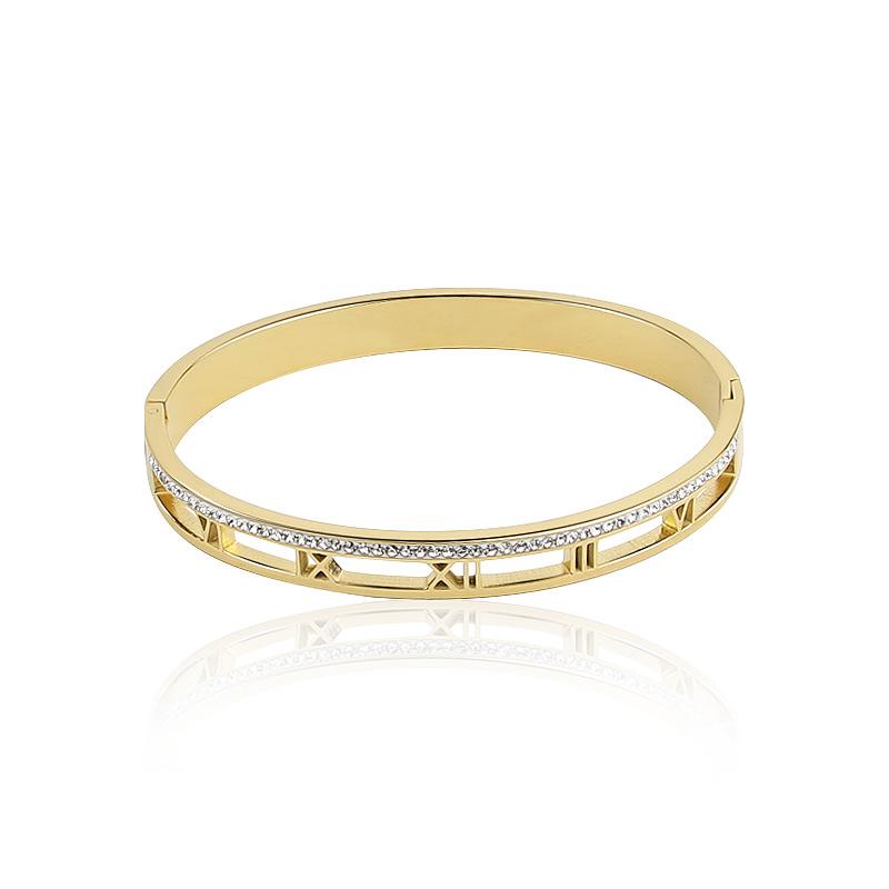 Bangle Selling Classic Design Elegant Hollow Roman Numerals Crystal Bracelet And Stainless Steel Jewelry For Women, Black
Bangle Selling Classic Design Elegant Hollow Roman Numerals Crystal Bracelet And Stainless Steel Jewelry For Women, Black
