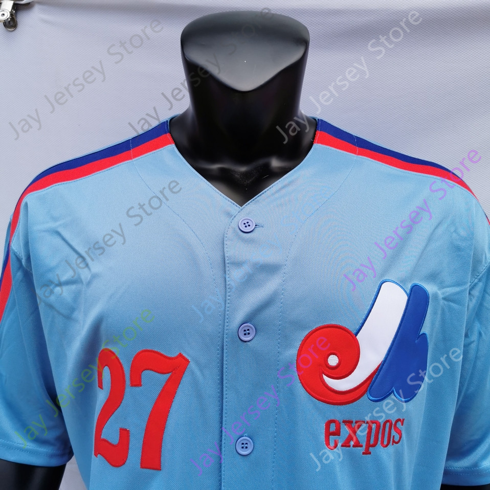 Montreal Expos Jersey Vladimir Guerrero Vintage 2000 Blue Red Mesh White Pullover Button Pinstripe Grey Hall Of Fame Patch