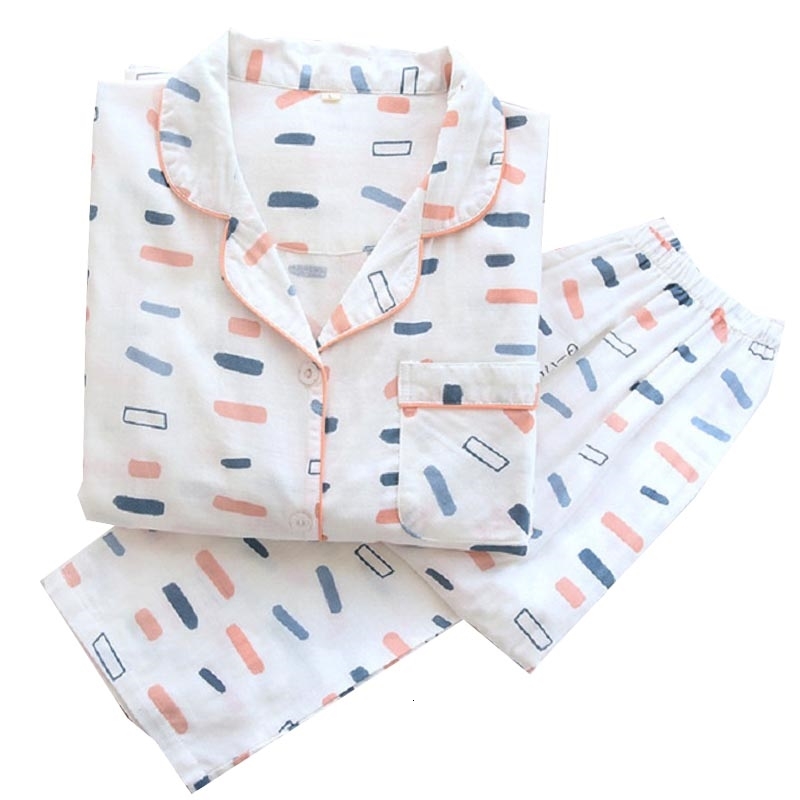 Women's Sleepwear New Pajamas Geometric Pattern Print Full Cotton Gauze Breathable Thin Spring Summer Ladies Household 2Pcs 8ZP6
Women's Sleepwear New Pajamas Geometric Pattern Print Full Cotton Gauze Breathable Thin Spring Summer Ladies Household 2Pcs 8ZP6