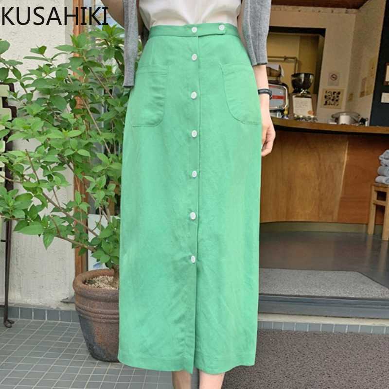 KUSAHIKI Summer Cotton Linen High Waist Woman Skirt Korean Elegant Buttons Skirts Causal Fashion Faldas Largas Mujer 6J238 210602, Pink
KUSAHIKI Summer Cotton Linen High Waist Woman Skirt Korean Elegant Buttons Skirts Causal Fashion Faldas Largas Mujer 6J238 210602, Pink