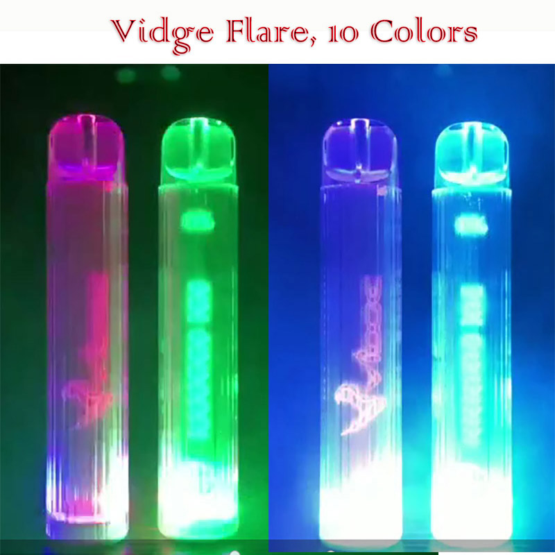 Authentic Vidge Flare Disposable E Cigarette Vape Pen RGB Light 800 Puffs 500mAh Battery 6% 3.0ml Pre-filled Pod Electronic Cigartettes Devi
Authentic Vidge Flare Disposable E Cigarette Vape Pen RGB Light 800 Puffs 500mAh Battery 6% 3.0ml Pre-filled Pod Electronic Cigartettes Devi