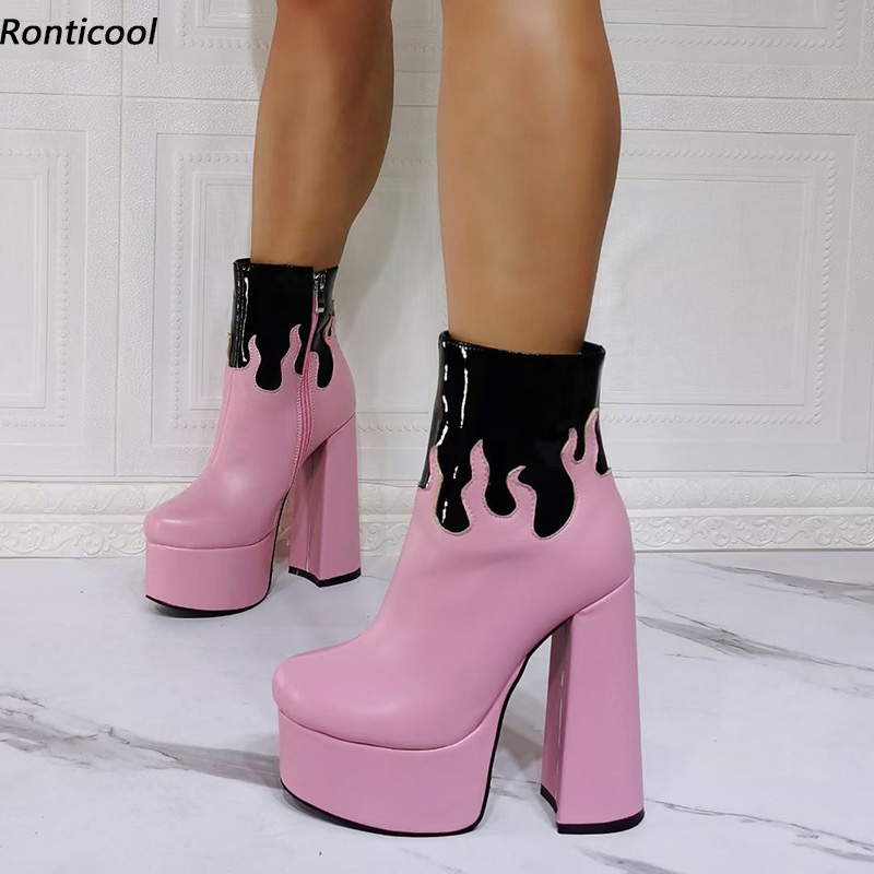 Rontic New Women Winter Platform Ankle Boots Unisex Flame Style Block Heel Round Toe Pink White Red Party Shoes US Size -15, Beige
Rontic New Women Winter Platform Ankle Boots Unisex Flame Style Block Heel Round Toe Pink White Red Party Shoes US Size -15, Beige