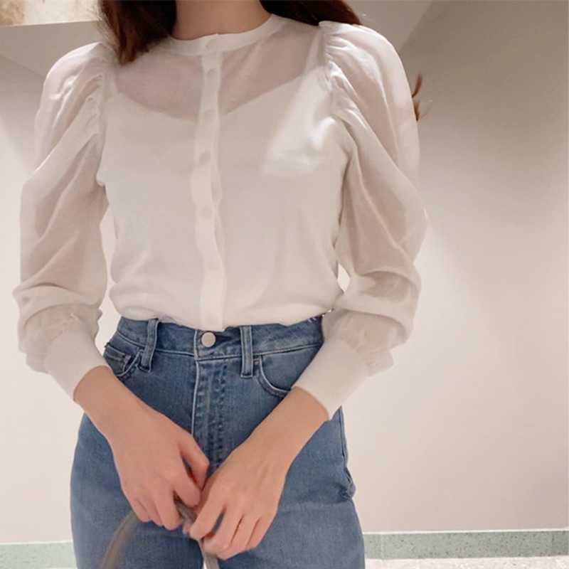 Fresh Sweet O Neck Puff Sleeve Knitted Pullover Spring Solid Fashion Women Coat Vintage Single Dreasted Sweater with Camis 210525, White
Fresh Sweet O Neck Puff Sleeve Knitted Pullover Spring Solid Fashion Women Coat Vintage Single Dreasted Sweater with Camis 210525, White