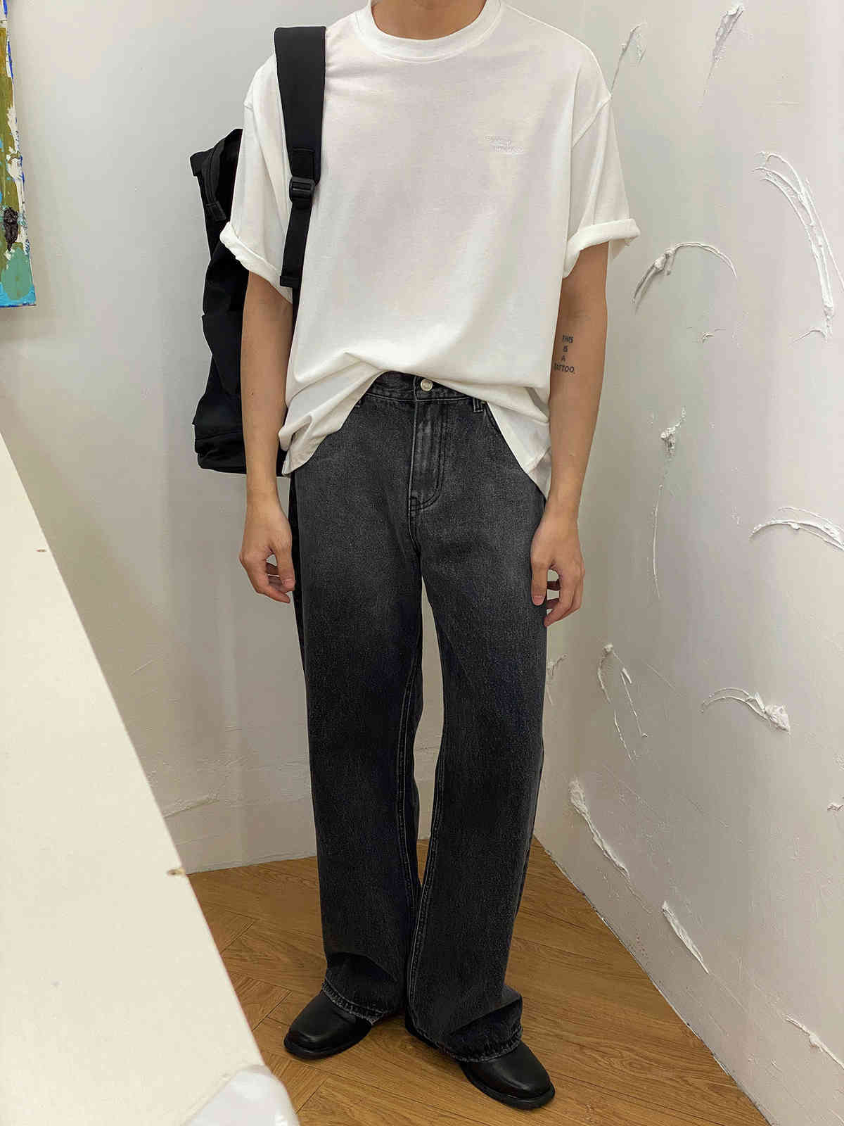 IEFB Men's Clothing Korean Trend High Waisted Straight Black Grey Jeans Loose Wide Leg Denim Pants Denim Trousers Y6926 210524