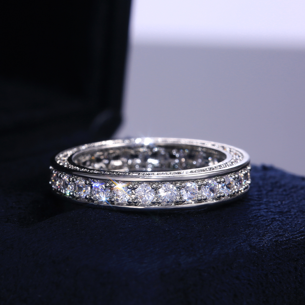 choucong Fashion Circle Ring White Gold Filled 3 rows Diamond Engagement Wedding Band Rings For Women Bridal Finger Jewelry