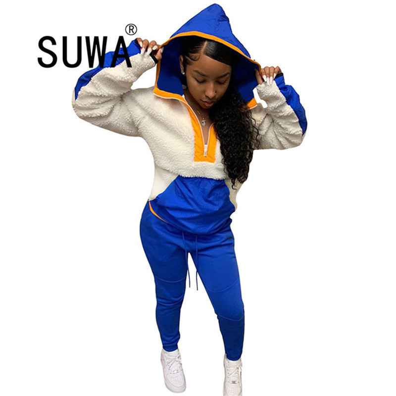 Colorful Patchwork Jogger Fall Winter Clothes For Women Zipper Long Sleeve Sweatshirt Top Baggy Pants Cool Girl Lounge Wear Set 210525, Blue
Colorful Patchwork Jogger Fall Winter Clothes For Women Zipper Long Sleeve Sweatshirt Top Baggy Pants Cool Girl Lounge Wear Set 210525, Blue