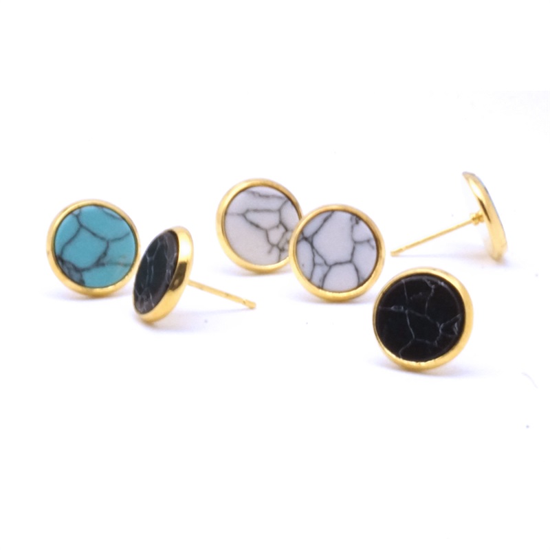 Fashion Gold imitated White Turquoise kallaite Resin stone Charms Stud Geometric Earrings Jewelry For Women