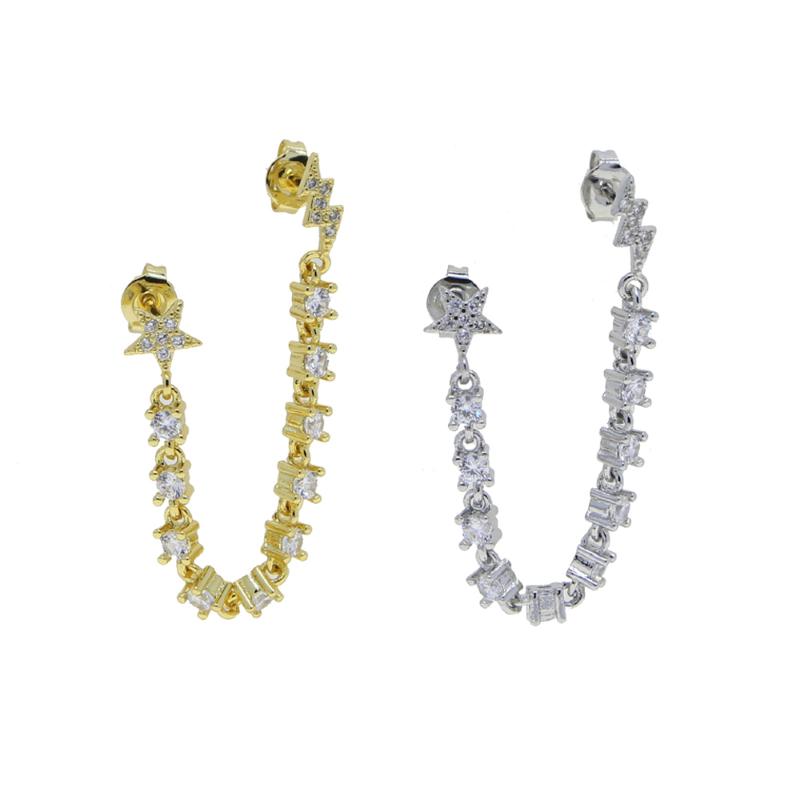 Stud Gold Silver Color Tennis Chain Earring Fashion Women Jewelry 1PCS Sparking 5A CZ Station Long Tassel Link Earrings, Golden;silver
Stud Gold Silver Color Tennis Chain Earring Fashion Women Jewelry 1PCS Sparking 5A CZ Station Long Tassel Link Earrings, Golden;silver
