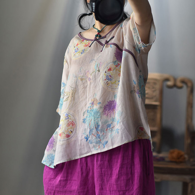 Johnature Women Vintage Print Floral Shirts And Tops Summer O-Neck Short Sleeve Female High Quality Shirts And Tops 210521, Color 5
Johnature Women Vintage Print Floral Shirts And Tops Summer O-Neck Short Sleeve Female High Quality Shirts And Tops 210521, Color 5
