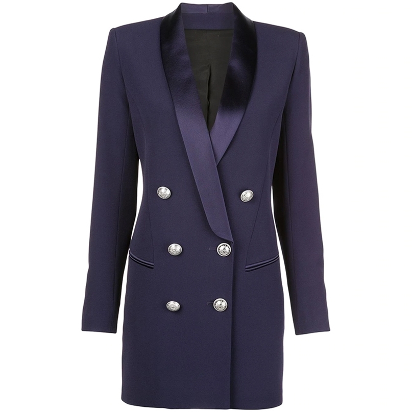 HIGH STREET est Designer Blazer Women' Metal Lion Buttons Double Breasted Shawl Collar Long Jacket Navy Blue 211019
HIGH STREET est Designer Blazer Women' Metal Lion Buttons Double Breasted Shawl Collar Long Jacket Navy Blue 211019