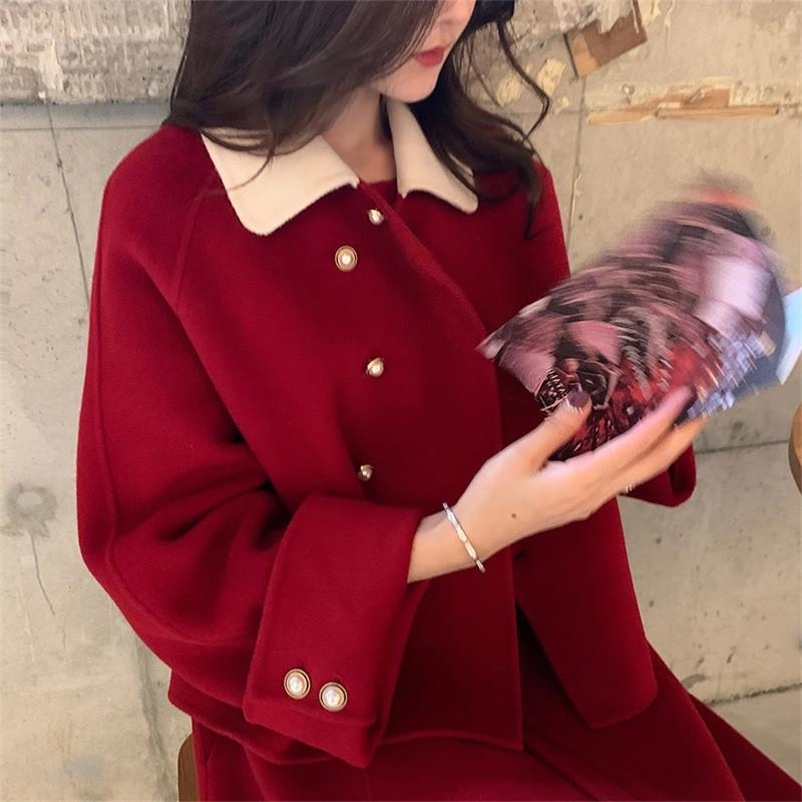 Women's Winter Warm Sets Sweet Style Vintage Single Breasted Woolen Coat With Sleeveless Dress Casual Two-Pieces Suits 210517, Red
Women's Winter Warm Sets Sweet Style Vintage Single Breasted Woolen Coat With Sleeveless Dress Casual Two-Pieces Suits 210517, Red