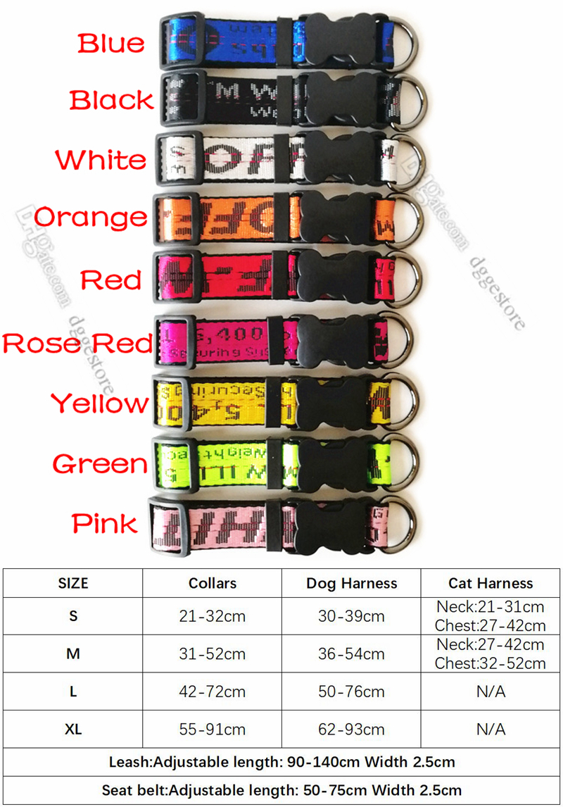 free shipping Nylon Collars Leashes Set Designer Harness Lesh Safety Belt for Small Medium Big Dogs Golden Retriever French Bulldog Pug Cool Outdoor P