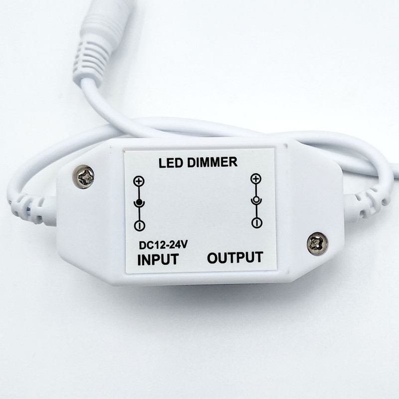LED Dimmer Switch Brightness Adjust Controller for 3528 5050 5730 5630 Single Color Strip Light DC 12V 24V Black/White