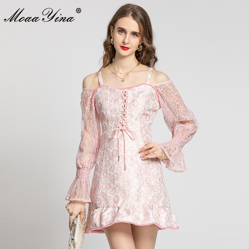 Summer Runway Pink Spaghetti Strap Dresses Women's Lantern sleeve Sequins Printed Vintage Jacquard Short Dress 210524
Summer Runway Pink Spaghetti Strap Dresses Women's Lantern sleeve Sequins Printed Vintage Jacquard Short Dress 210524