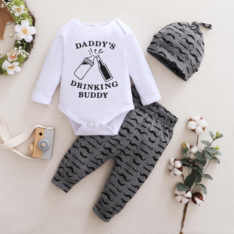Clothing Sets Fall Baby Boy Clothes Cute Letter Print Long Sleeve Bodysuit Gray Cartoon Pants Hat 3PCS Set Infant Outfits, White
Clothing Sets Fall Baby Boy Clothes Cute Letter Print Long Sleeve Bodysuit Gray Cartoon Pants Hat 3PCS Set Infant Outfits, White