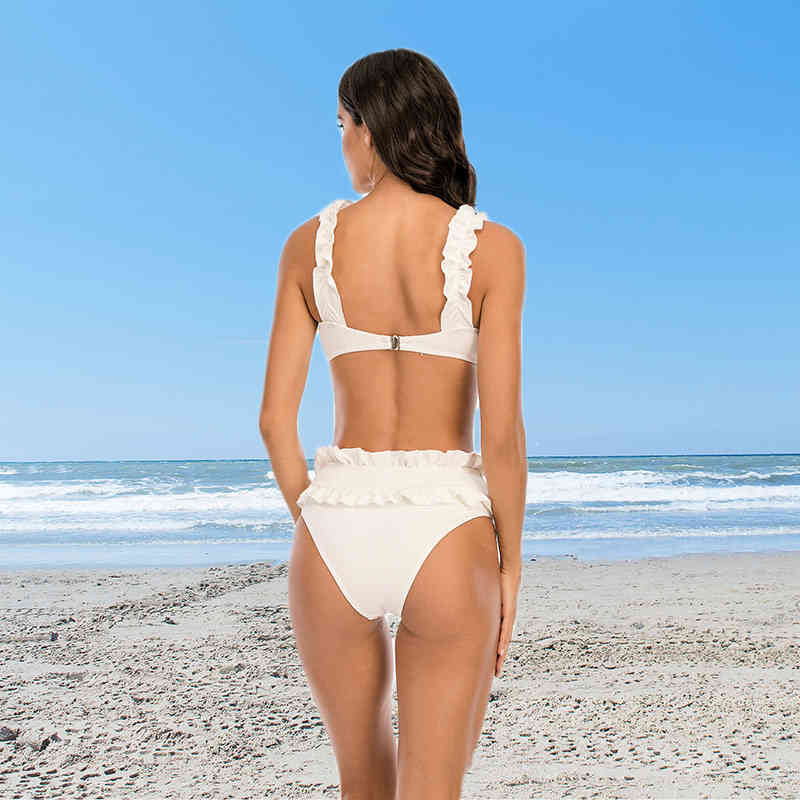 MYTENG Ruffle Swimwear Bikinis Mujer Swimming Suit For Women High Waist Swimsuit Summer Push Up Beachwear Sexy Biquini 210522