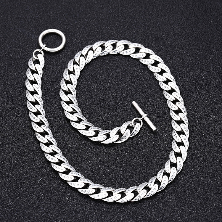 925 sterling silver thick link chain men's necklaces with toggle American European Hip-hop handmade designer punk gothic antique luxury jewelry a