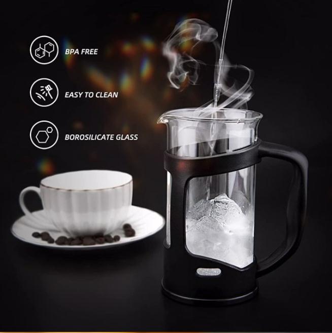 Bar Products French Press Coffee Maker 8 Cups, Cafetiere Perfect for Coffee Lover Gifts Morning Maximum Flavor Brewer with Stainless Steel Filter 34 o