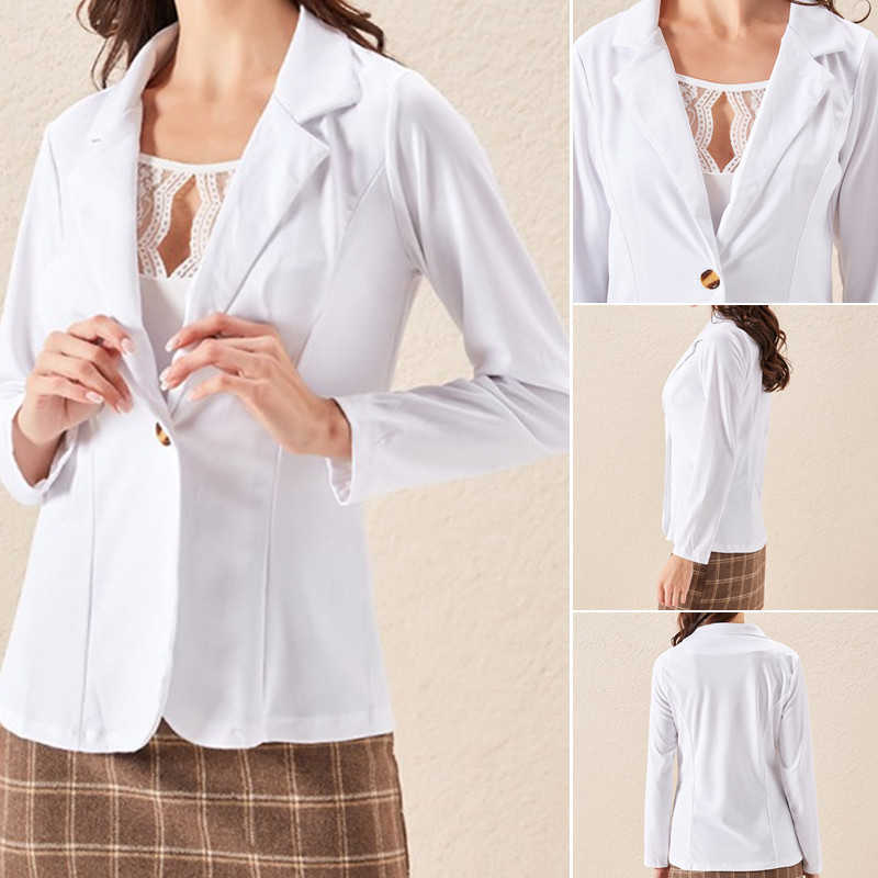 Women's Blazer White Long Sleeve s Jackets Coat Slim Office Lady Jacket Female Tops Suit Femme 210930