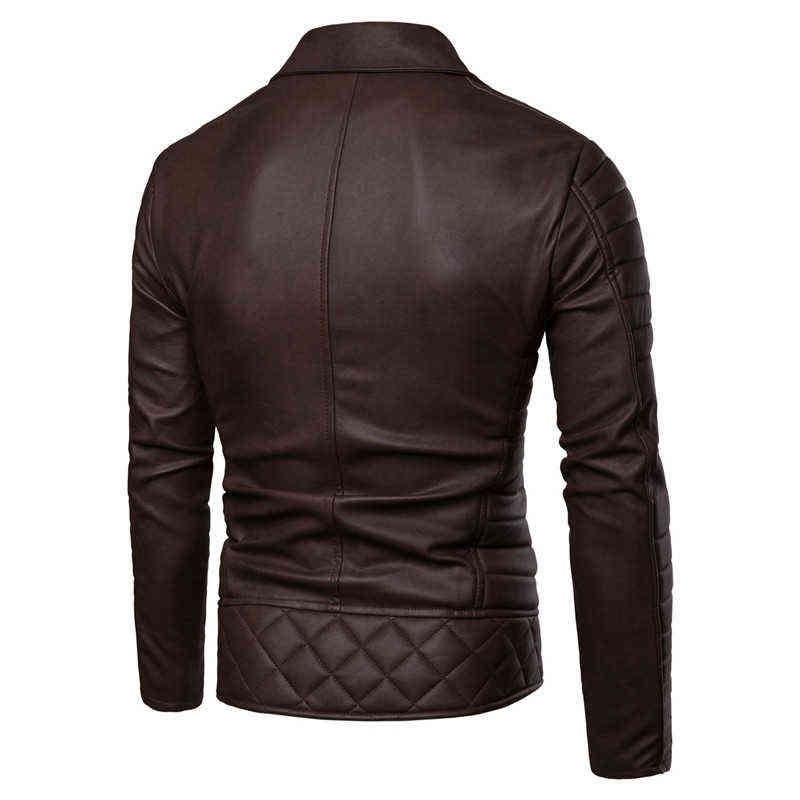 Obique Zipper Motorcycle Leather Jacket Men Stylish Striped Winter Windproof Casaco Masculino PU Leather Jackets Coats Mens 211111