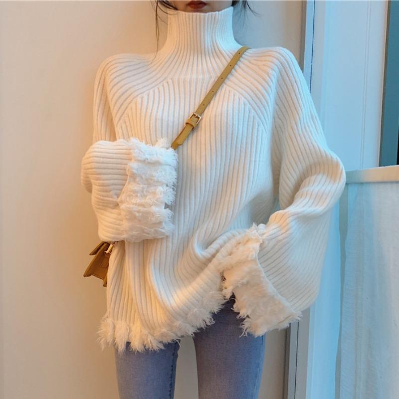 Knitted Turtleneck Sweater Women Winter Warm Pullover Casual High Street Patchwork Designer Korean 2021 Women's Sweaters, Black
Knitted Turtleneck Sweater Women Winter Warm Pullover Casual High Street Patchwork Designer Korean 2021 Women's Sweaters, Black