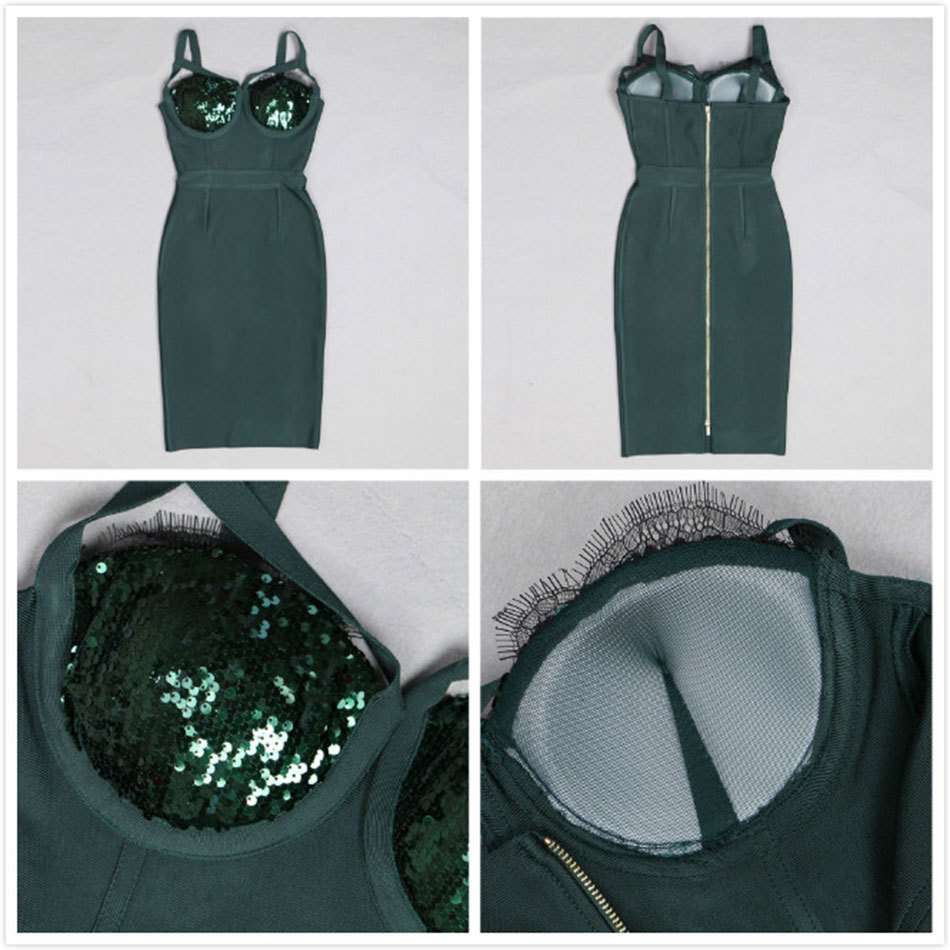 Free Women Green Velvet Dress Vestidos Sexy Strap Sleeveless Hollow Bodycon Knee-length Club Party 210524