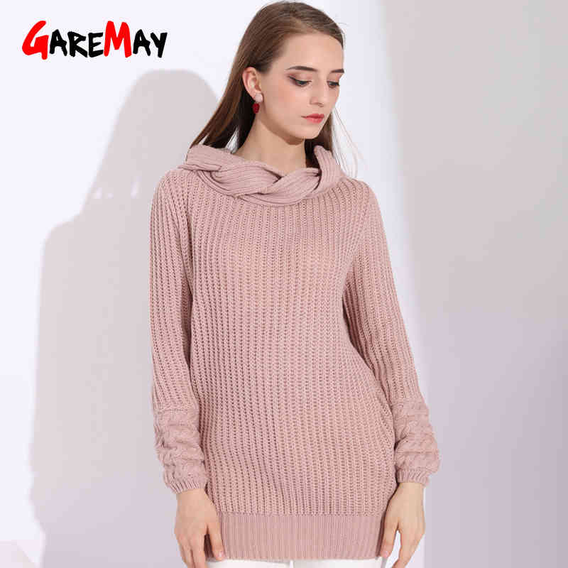 Women Pulovers Long Sleeve Womens Jumpers Slim Knitted Sweater Turtleneck Winter Pink Woman s Femme 210428